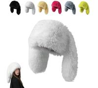 Cute Long Bunny Ear Plush Hat,Fluffy Fuzzy Bunny Cap,Winter Warm Plush Rabbit Beanies for Indoor Outdoor Festival Party (White)