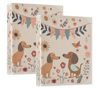 Cute Love Dog - Carpeta de 3 anillos de 1.5 pulgadas, organizador de documentos de material de PVC con anillo en D y bolsillo transparente para suministros de oficina, paquete de 2