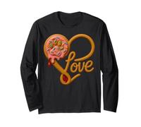 Cute Love Dogs Strawberry Donut Drip Pawprint for Dog Lovers Manga Larga