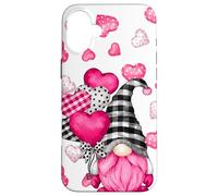 Cute Love Heart Pattern For Her Pink Valentines GNOME Carcasa para iPhone 16 Plus