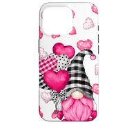 Cute Love Heart Pattern For Her Pink Valentines GNOME Carcasa para iPhone 16 Pro