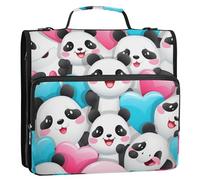 Cute Love Panda Heart - Carpeta de 3 anillos de 1.5 pulgadas con bolsillos adicionales con asa y correa de hombro extraíble, bolsa de almacenamiento de documentos con múltiples bolsillos para