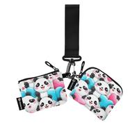Cute Love Panda Heart - Tarjeteros para mujer, gran capacidad, con cremallera, bolsillo con cremallera, 2 unidades, Bonito corazón de panda, 1 size, Art Deco