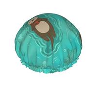 Cute Lovely Otters In The Sea Pattern Gorro de ducha Mujeres Reutilizables Gorros de pelo largo Gorro de ducha de baño de doble capa ajustable para mujeres Niños Adecuado para todas las longitudes