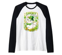 Cute Lucky Ollama St. Patrick's Day Llama Shamrock Camiseta Manga Raglan