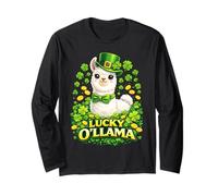 Cute Lucky Ollama St. Patrick's Day Llama Shamrock Manga Larga