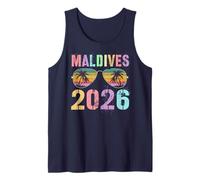 Cute Maldives 2026 Vacaciones Surfer Viaje Coincidencia Mamás BFF Camiseta sin Mangas