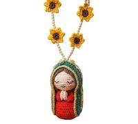 Cute Mary Statue Car Interior Decoration, Handmade Crochet Car Rearview, Elegant Religious Figurines Hanging Decor, Spiritual Blessing Gift for Family, Friends (C)