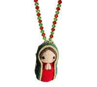 Cute Mary Statue Car Interior Decoration, Handmade Crochet Car Rearview, Elegant Religious Figurines Hanging Decor, Spiritual Blessing Gift for Family, Friends (D)