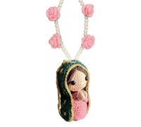 Cute Mary Statue Car Interior Decoration, Handmade Crochet Car Rearview, Elegant Religious Figurines Hanging Decor, Spiritual Blessing Gift for Family, Friends (B)