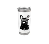 Cute Mens Womens Art Illustration Black French Bulldog Lover Vaso térmico de acero inoxidable de doble pared