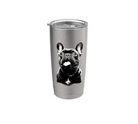 Cute Mens Womens Art Illustration Black French Bulldog Lover Vaso térmico de acero inoxidable de doble pared