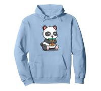 Cute Mens Womens Girls Kids Kawaii Bubble Boba Tea Panda Sudadera con Capucha, Unisex para Adultos, Azul Polvoriento, XL