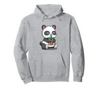Cute Mens Womens Girls Kids Kawaii Bubble Boba Tea Panda Sudadera con Capucha, Unisex para Adultos, Gris Jaspeado, L