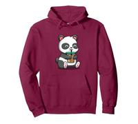 Cute Mens Womens Girls Kids Kawaii Bubble Boba Tea Panda Sudadera con Capucha, Unisex para Adultos, Granate, S