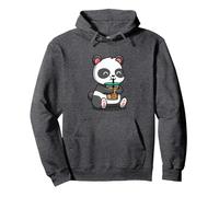 Cute Mens Womens Girls Kids Kawaii Bubble Boba Tea Panda Sudadera con Capucha, Unisex para Adultos, Jaspeado Oscuro, M