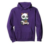 Cute Mens Womens Girls Kids Kawaii Bubble Boba Tea Panda Sudadera con Capucha, Unisex para Adultos, Morado, L
