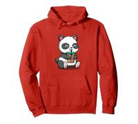 Cute Mens Womens Girls Kids Kawaii Bubble Boba Tea Panda Sudadera con Capucha, Unisex para Adultos, Rojo, M