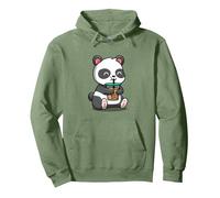 Cute Mens Womens Girls Kids Kawaii Bubble Boba Tea Panda Sudadera con Capucha, Unisex para Adultos, Verde Salvia, XL