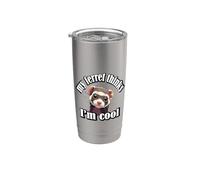 Cute Mens Womens Kids Lover Ferret Thinks Im Cool Vaso térmico de acero inoxidable de doble pared