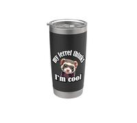 Cute Mens Womens Kids Lover Ferret Thinks Im Cool Vaso térmico de acero inoxidable de doble pared