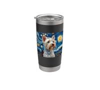 Cute Mens Womens Kids Mom Art Starry Nights Westie Dog Lover Vaso térmico de acero inoxidable de doble pared