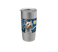 Cute Mens Womens Kids Mom Art Starry Nights Westie Dog Lover Vaso térmico de acero inoxidable de doble pared