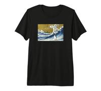 Cute Mens Womens Retro Vintage Surfing a Wave Penguin Lover Camiseta Premium