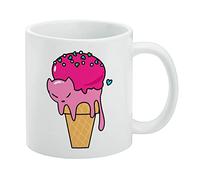 Cute Meowlting - Taza de café de cerámica con diseño de cono de helado de gato derretido, tazas de regalo novedosas para café, té y bebidas calientes, 11 onzas, color blanco