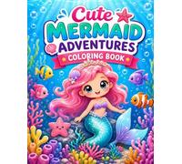 Cute Mermaid Adventures: Coloring Book for Kids: 30 Fun and Easy Ocean Coloring Pages for Girls Ages 3-8