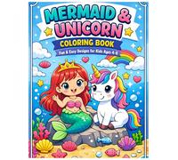 Cute Mermaid and Unicorn Coloring Book for Kids Ages 4-8: Easy, Fun & Simple Designs | First Coloring Book for Beginners