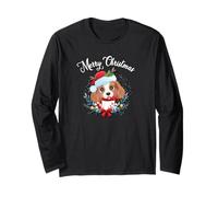 Cute Merry Christmas Cavalier King Charles Spaniel Dog Lover Manga Larga