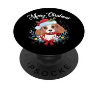 Cute Merry Christmas Cavalier King Charles Spaniel Dog Lover PopSockets PopGrip Adhesivo