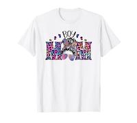 Cute Messy Bun Graphic Purple Leopard Mama For Blue Boy Mom Camiseta