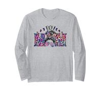 Cute Messy Bun Graphic Purple Leopard Mama For Blue Boy Mom Manga Larga