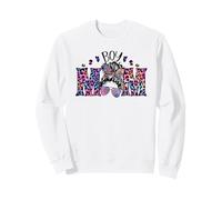 Cute Messy Bun Graphic Purple Leopard Mama For Blue Boy Mom Sudadera
