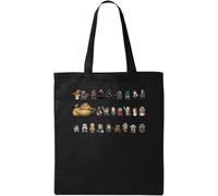 Cute Mini Characters - Bolsa de algodón ecológico natural, color negro, Black, Talla única