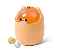 Cute Mini Table Container, Cartoon Cat Shaped Trash Can, Mini Table Container with Swing Lid, Small Trash Can (Blue)