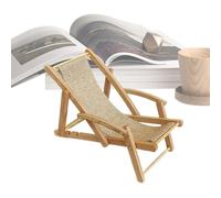 Cute Miniature Furniture, Wood Lounger Miniature, 4 Inch Doll House Decor with Realistic Craftsmanship, Durable Wooden Material, Tiny Decorative Lounger Model for Bookshelf Display Cabinet Collection