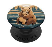Cute Mom Bear Cub Grizzly Bears Wildlife Mountains Animal PopSockets PopGrip Adhesivo