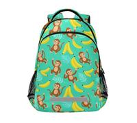 Cute Monkey Banana Jungle Teal - Mochila moderna simple para niños con clip en el pecho, bolsas para libros para niños y niñas de 6º grado, mochilas para ni?as de 10 años