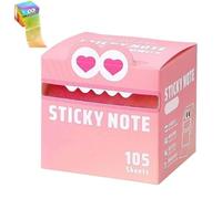 Cute Monster Pattern Sticky Note 105 Sheets/Roll, Funny Pastel Animal Post It Notes, Self Adhesive Cartoon Notes Memo Pads, Notepads Stationery,Office School Tab Supplies (1color F)