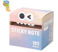 Cute Monster Pattern Sticky Note 105 Sheets/Roll, Funny Pastel Animal Post It Notes, Self Adhesive Cartoon Notes Memo Pads, Notepads Stationery,Office School Tab Supplies (1color J)