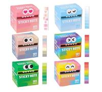 Cute Monster Pattern Sticky Note 105 Sheets/Roll, Funny Pastel Animal Post It Notes, Self Adhesive Cartoon Notes Memo Pads, Notepads Stationery,Office School Tab Supplies (6pcs)