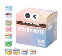 Cute Monster Pattern Sticky Note, 105pcs/Box Funny Pastel Animal Post It Notes, Self Adhesive Cartoon Notes Memo Pads, Notepads Stationery, Small to Do List, Office School Tab Supplies (I)