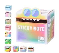 Cute Monster Pattern Sticky Note, 105pcs/Box Funny Pastel Animal Post It Notes, Self Adhesive Cartoon Notes Memo Pads, Notepads Stationery, Small to Do List, Office School Tab Supplies (H)