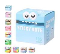 Cute Monster Pattern Sticky Note, 105pcs/Box Funny Pastel Animal Post It Notes, Self Adhesive Cartoon Notes Memo Pads, Notepads Stationery, Small to Do List, Office School Tab Supplies (B)