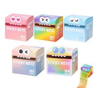 Cute Monster Pattern Sticky Note, Fun Pastel Pull-Out Memo Pads, 105 Sheets/Roll, Notepads Stationery, Small to Do List, Office School Tab Supplies, Great Back to School Gift (5pcs-a)