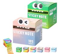 Cute Monster Pattern Sticky Note, Fun Pastel Pull-Out Memo Pads, Self Adhesive Cartoon Notes Memo Pads, Pastel Animal Post It Notes, Small to Do List, 105 Sheets/Roll (2PCS-B)