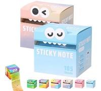 Cute Monster Pattern Sticky Note, Fun Pastel Pull-Out Memo Pads, Self Adhesive Cartoon Notes Memo Pads, Pastel Animal Post It Notes, Small to Do List, 105 Sheets/Roll (2PCS-C)